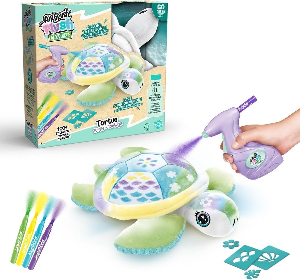 Airbrush Plush Nature - Green Turtle OFG280 - Colorland Toys