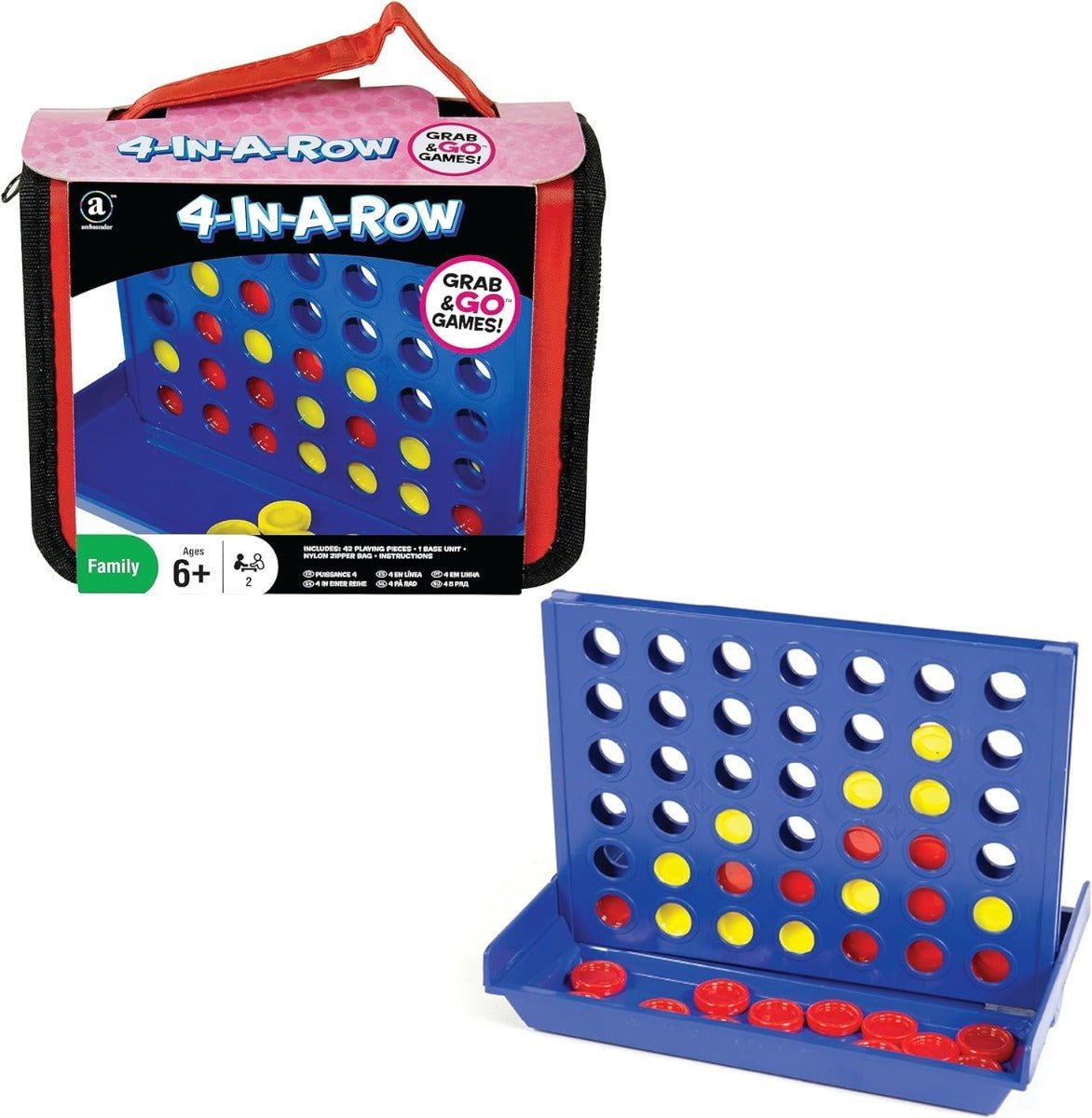 Ambassador Grab & Go Games - Travel 4 - in - A - Row Game ST057 - Colorland Toys