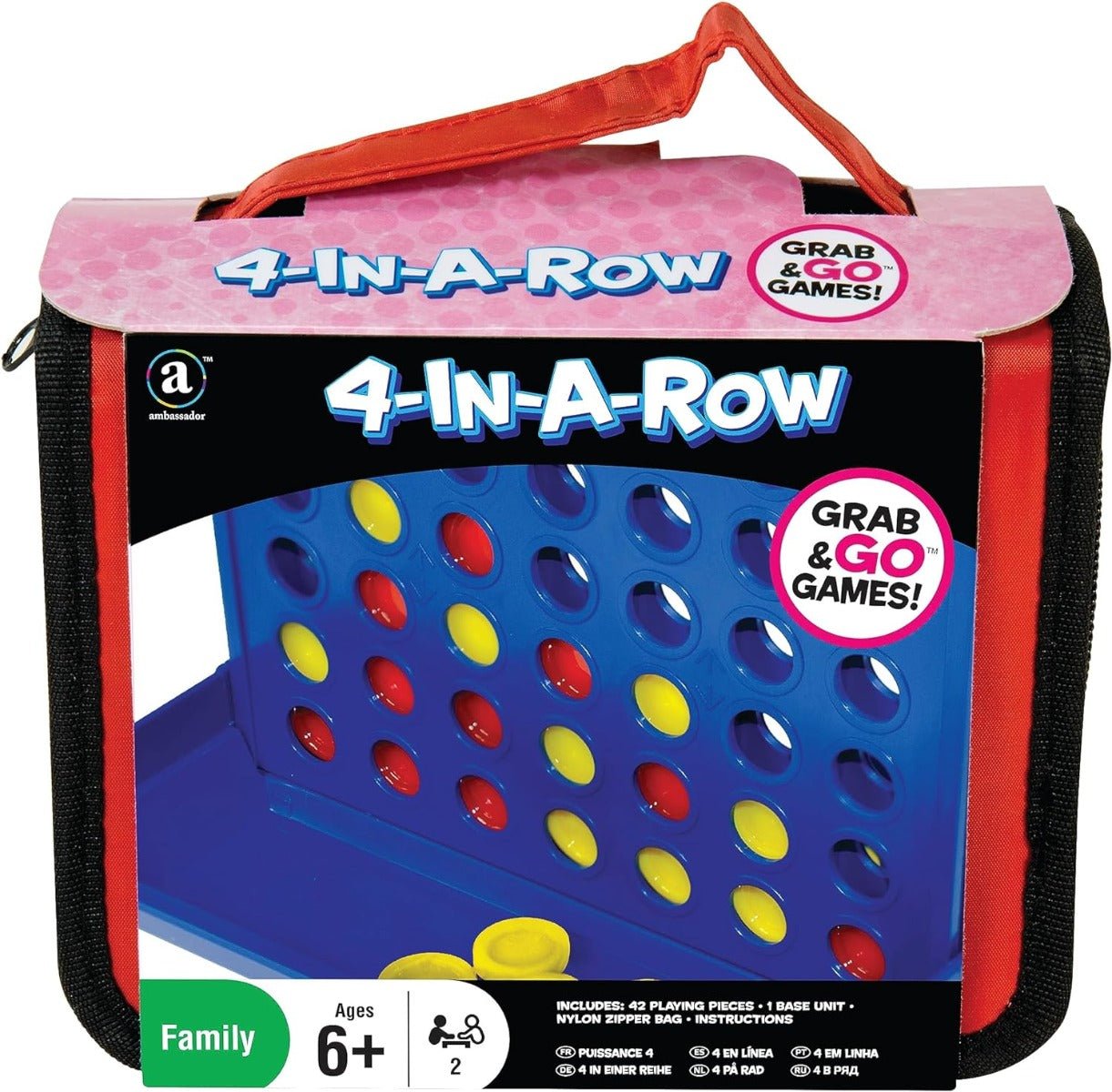 Ambassador Grab & Go Games - Travel 4 - in - A - Row Game ST057 - Colorland Toys