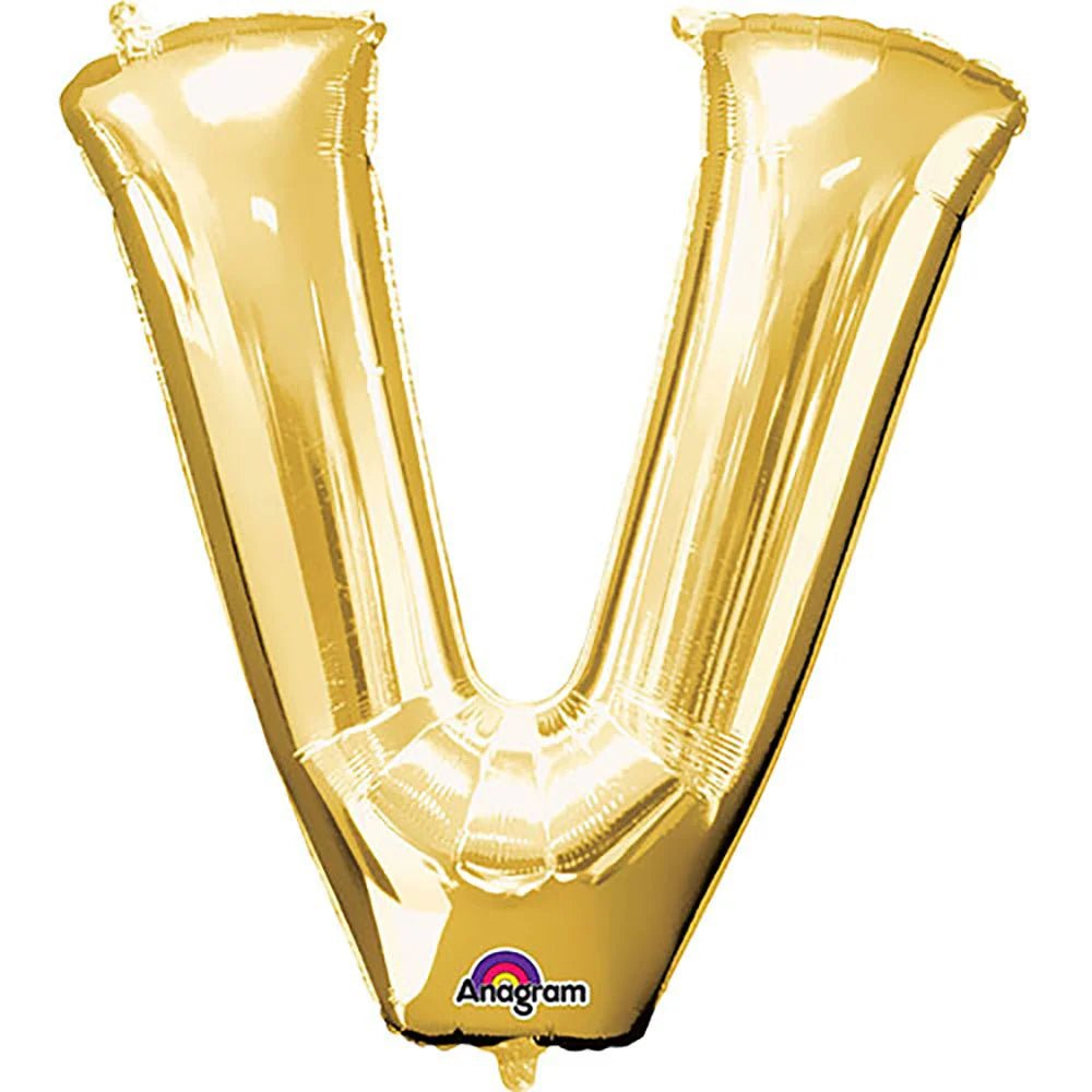Anagram Supershape Balloons - Gold Letter V 32inch 32992 - Colorland Toys