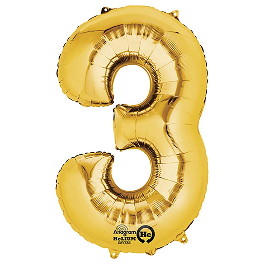 Anagram Supershape Balloons Gold - Number 3 34inch 28248 - Colorland Toys
