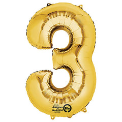 Anagram Supershape Balloons Gold - Number 3 34inch 28248 - Colorland Toys