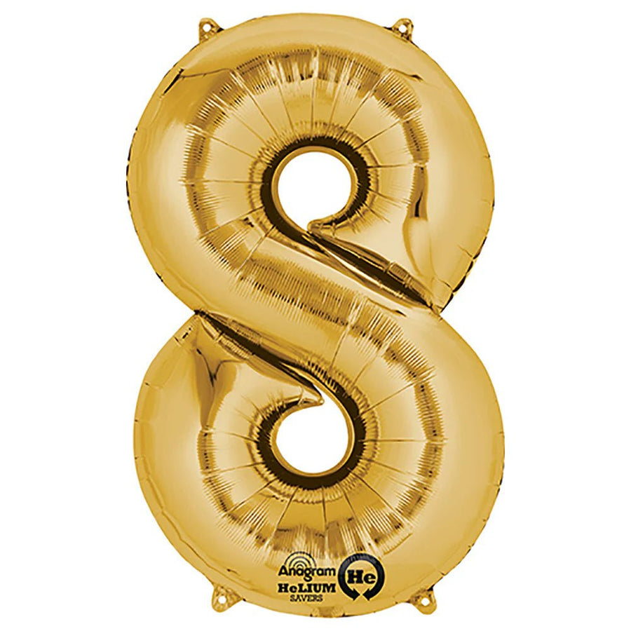 Anagram Supershape Balloons Gold - Number 8 34inch 28258 — image 1