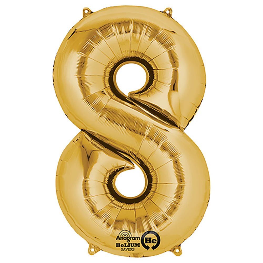 Anagram Supershape Balloons Gold - Number 8 34inch 28258 - Colorland Toys