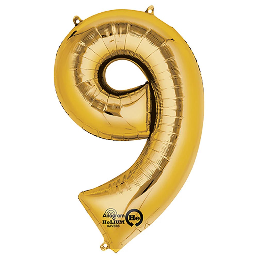 Anagram Supershape Balloons Gold - Number 9 34inch 28260 - Colorland Toys