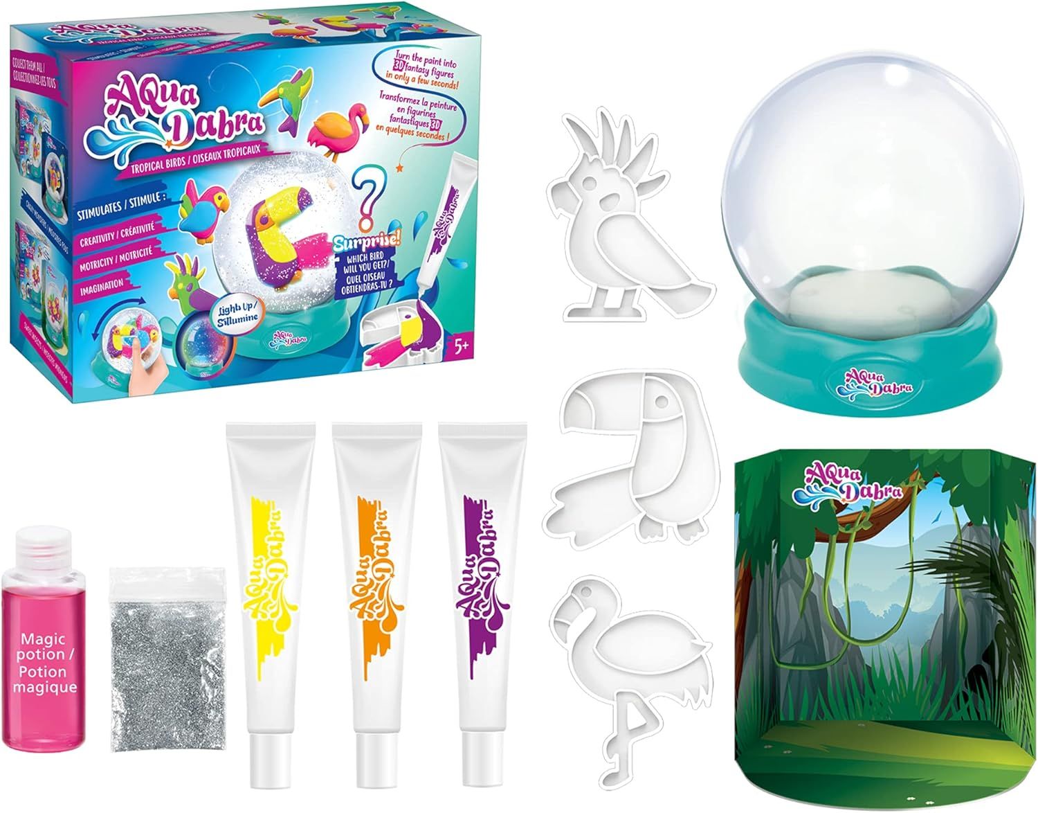 AquaDabra Tropical Birds Water Globe 322 - 24 - Colorland Toys