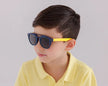 Atom Kids Polarized Round Sunglasses 100% UV 400 Protection - Black & Yellow AK4-3