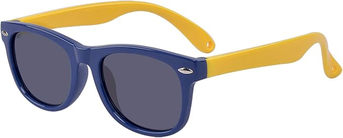 Atom Kids Polarized Sunglasses Wayfarer 100% UV 400 Protection - Blue & Yellow AK12-1 — image 1