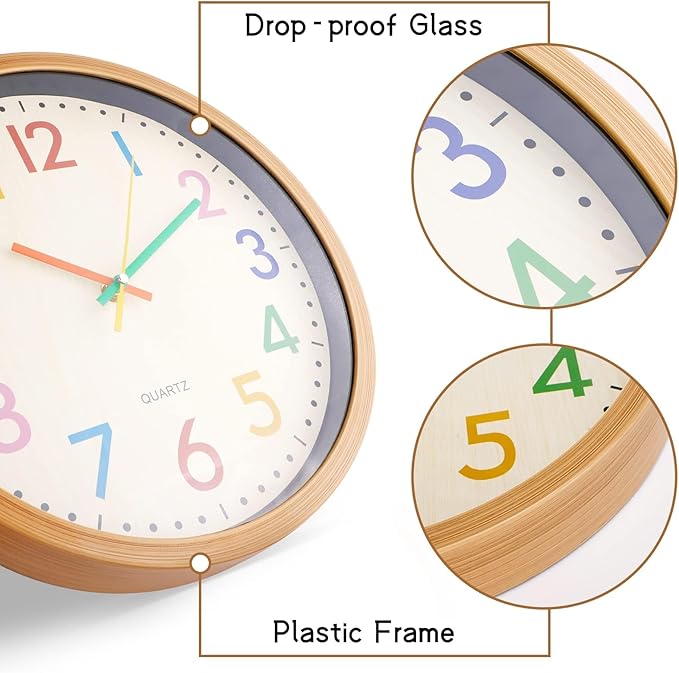 Azonee Kids Silent Wall Clock with Colorful Numbers — image 3