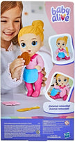 Baby Alive Baby Baker Blonde Hair Doll with Play Food, 10.5in