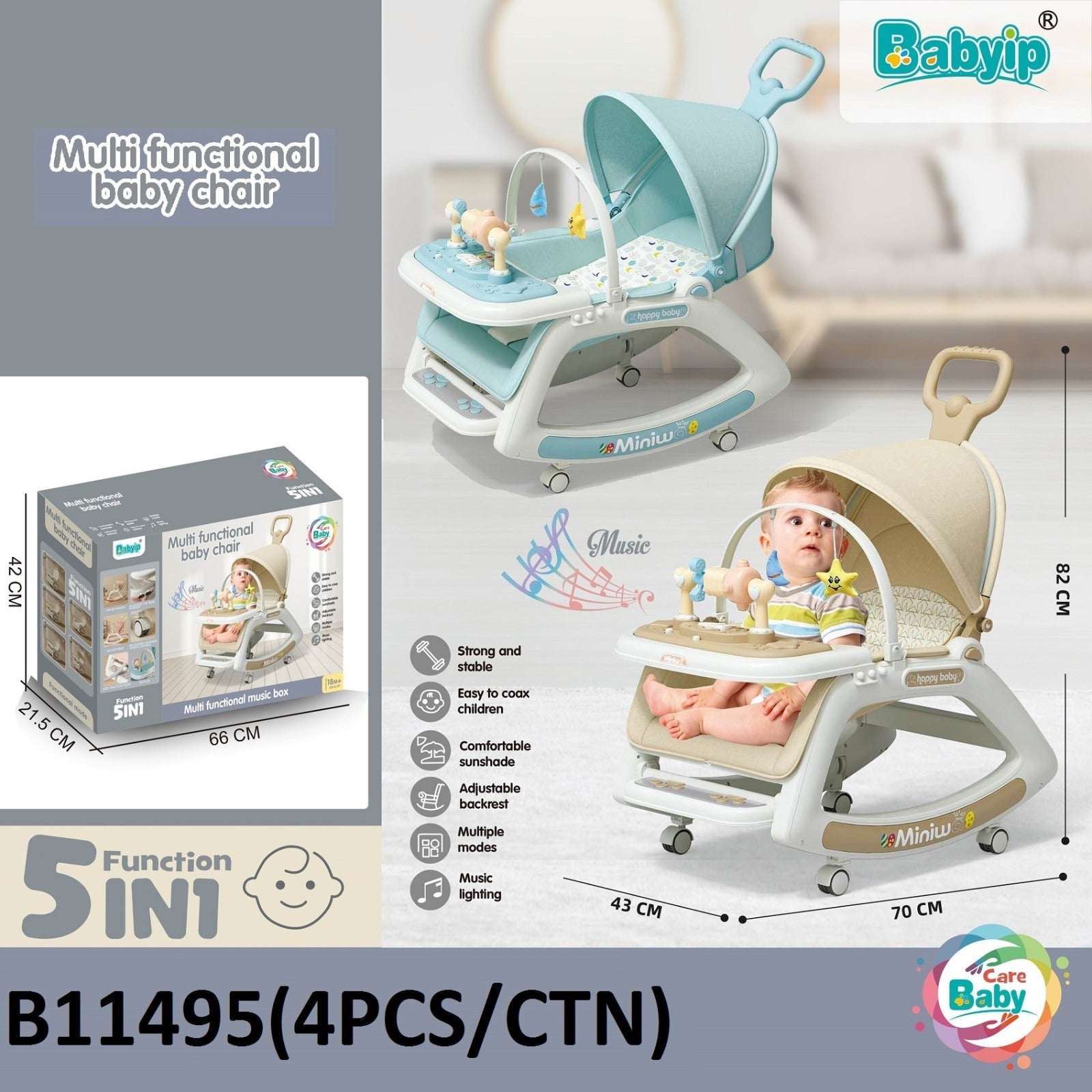 Babyip 5 in 1 Multi Functional Baby Chair B11495 - Colorland Toys