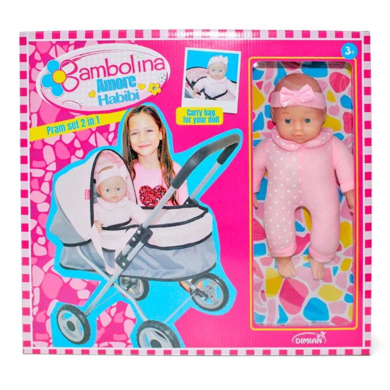Bambolina Pram Set 2 In 1 With Doll BD2113SUP — image 1
