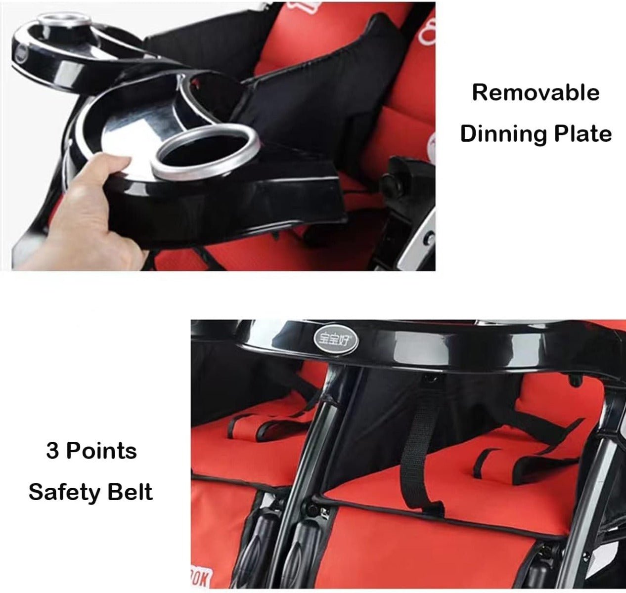 Baobaohao Twin Stroller Red 703A/S3938 - Colorland Toys