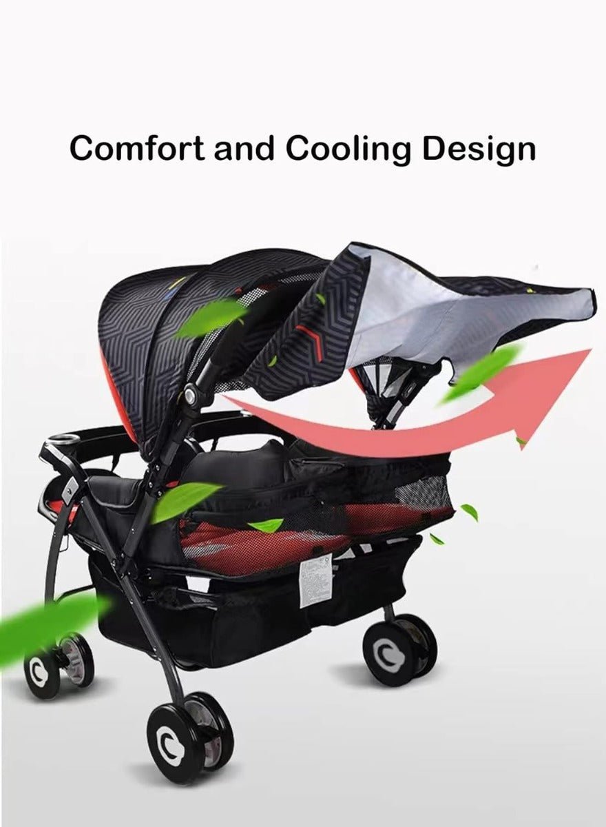 Baobaohao Twin Stroller Red 703A/S3938 - Colorland Toys