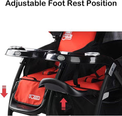 Baobaohao Twin Stroller Red 703A/S3938 - Colorland Toys