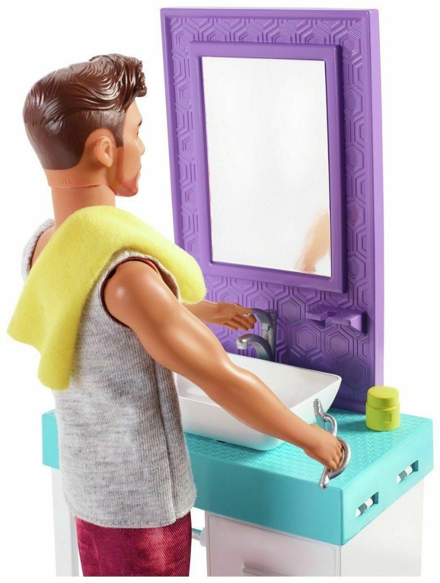 Barbie Bathroom-Themed Playset with Shaving Ken FYK51 — image 1
