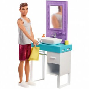 Barbie Bathroom-Themed Playset with Shaving Ken FYK51 — image 7