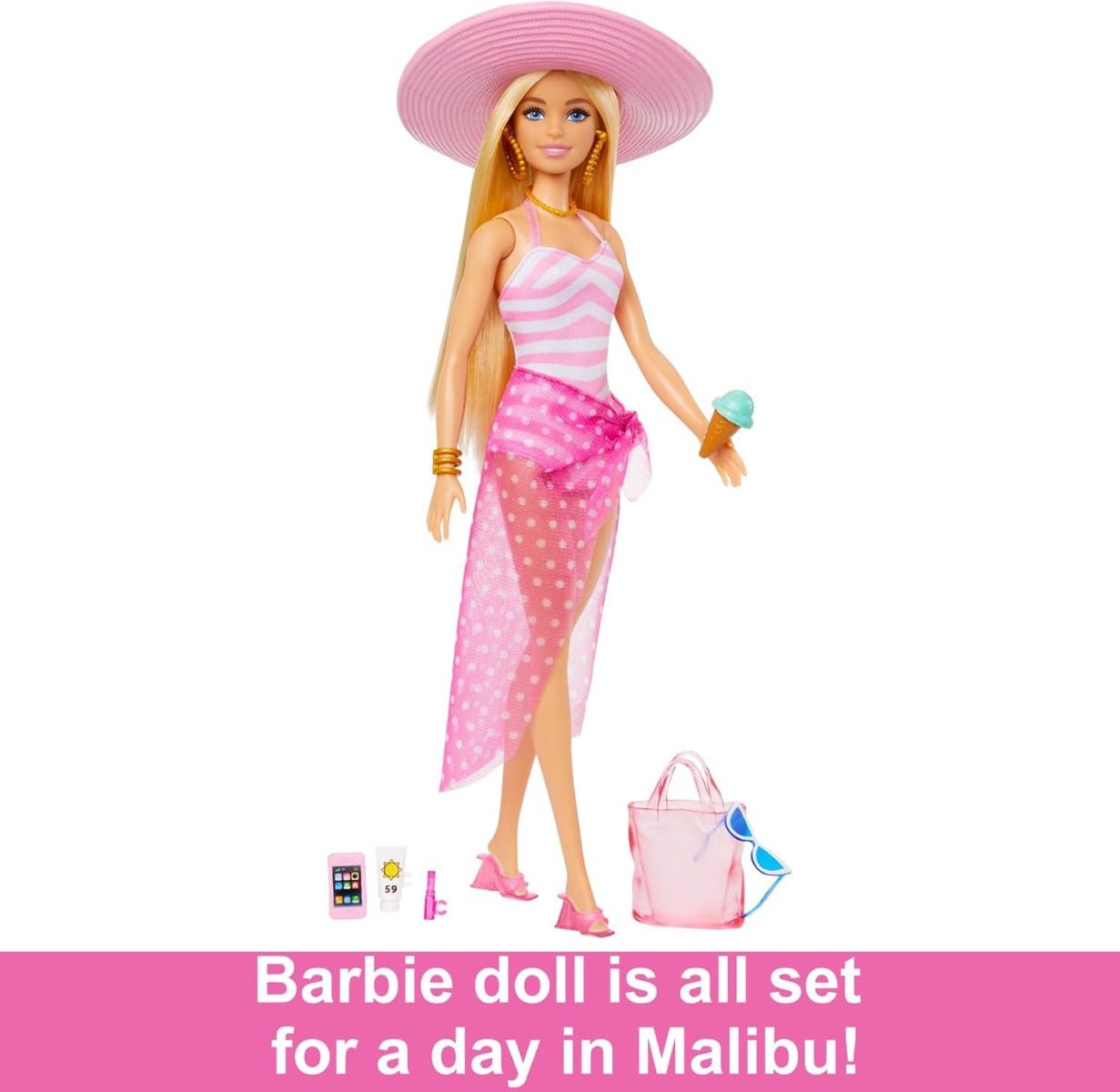 Barbie Beach Glam With Accessories HPL73 - Colorland Toys