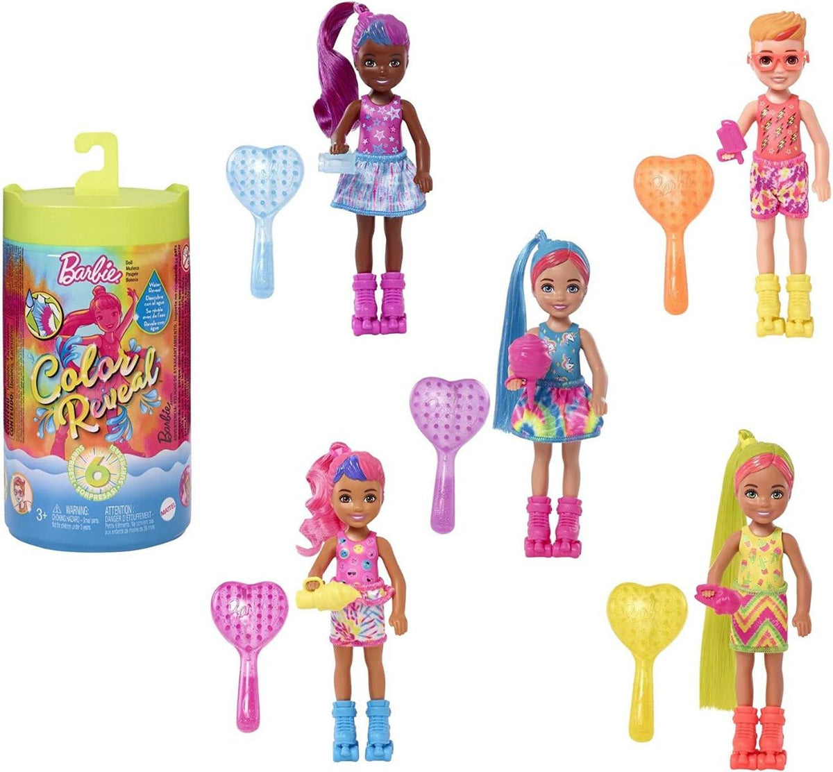 Barbie Chelsea Color Reveal Neon Tie Dye Doll HCC90 - Colorland Toys