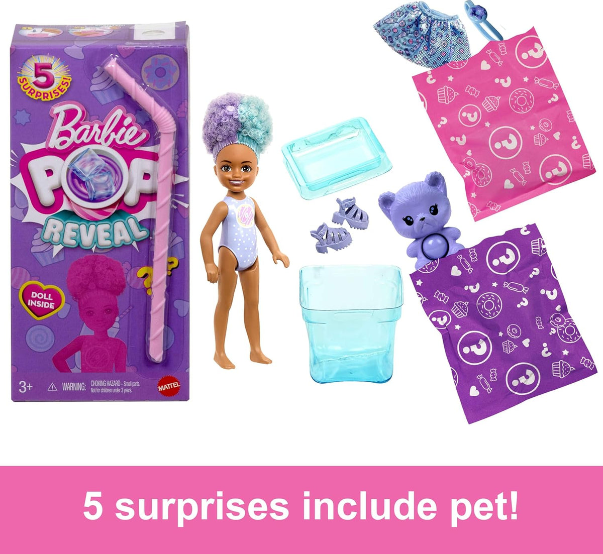 Barbie Chelsea Pop Reveal Doll Treat Series — 5 Surprises Scented Small Doll JFY01 — image 4