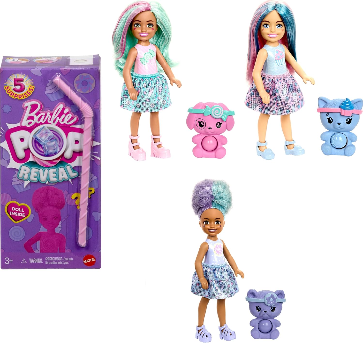 Barbie Chelsea Pop Reveal Doll Treat Series — 5 Surprises Scented Small Doll JFY01 - Colorland Toys