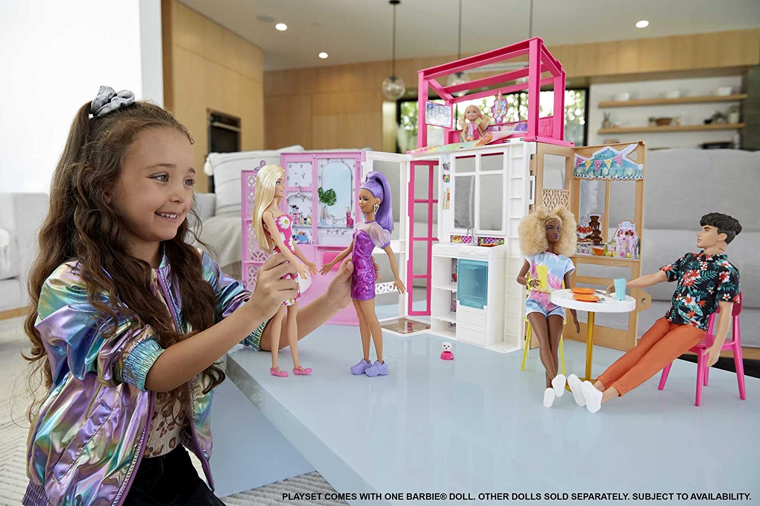 Barbie Dollhouse with Doll and Puppy HCD48 - Colorland Toys