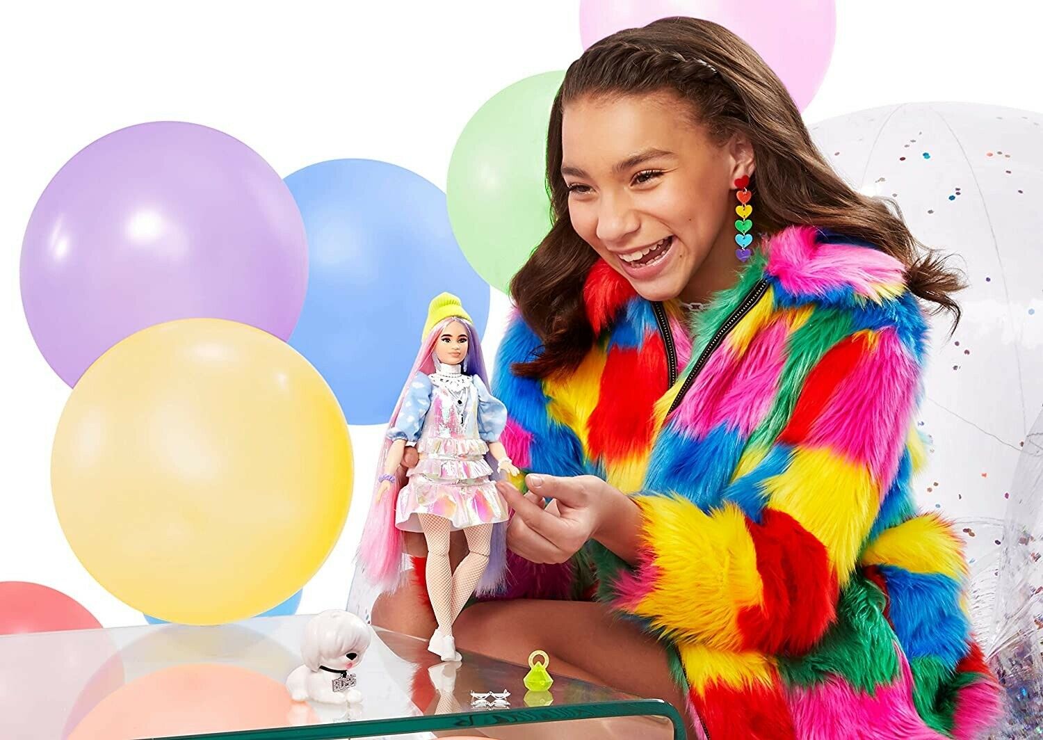 Barbie Extra Doll #2 in Shimmery Look with Pet Puppy GVR05 - Colorland Toys