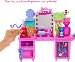 Barbie Extra Doll & Vanity Playset with Exclusive Doll and Pet Puppy GYJ70 - Colorland Toys