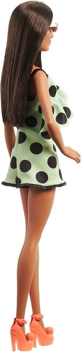Barbie Fashionista Brunette with Lime Green Polka Dots Romper HJR99 - Colorland Toys