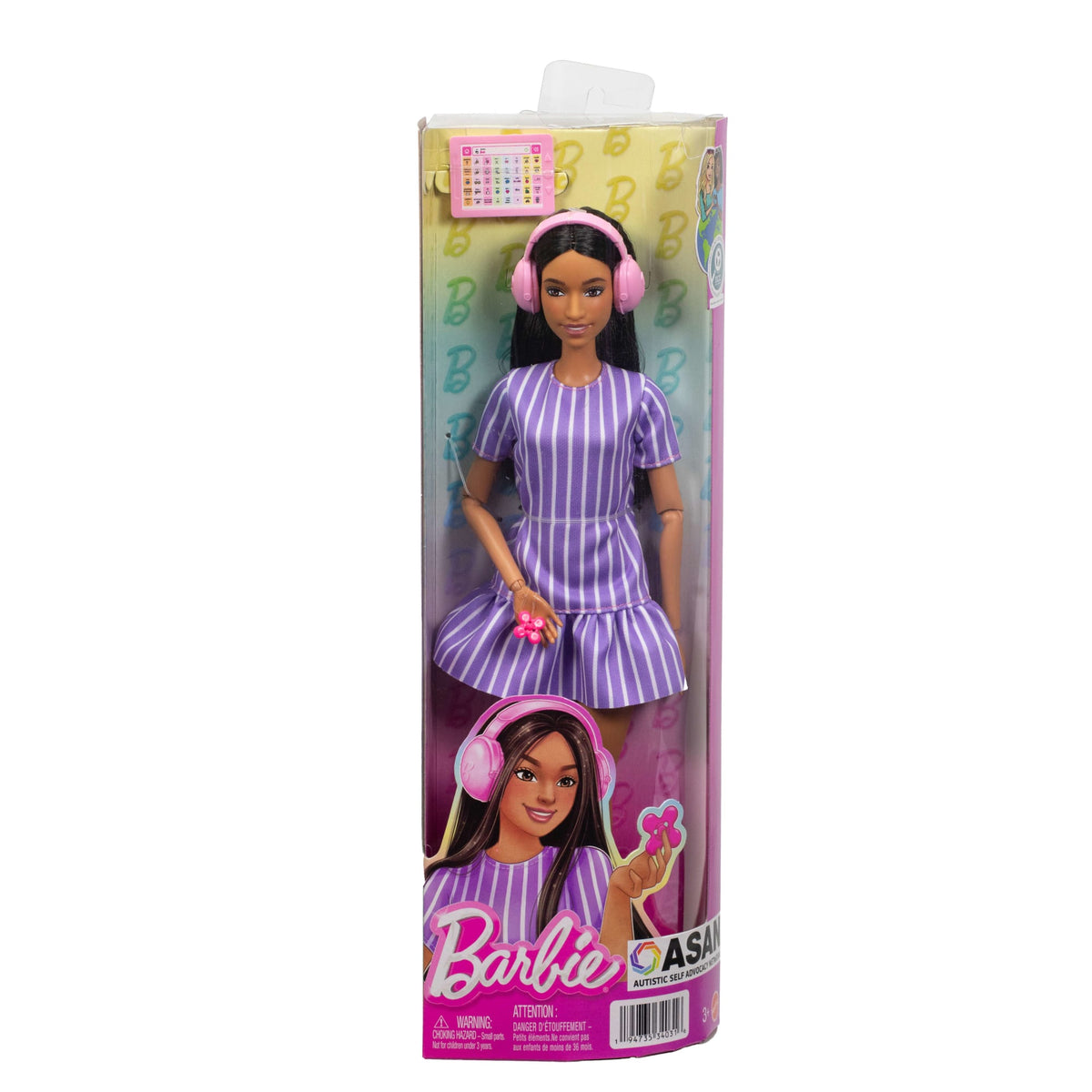 Barbie Fashionistas Doll #245 in Purple Striped Dress, Autistic Barbie — image 6