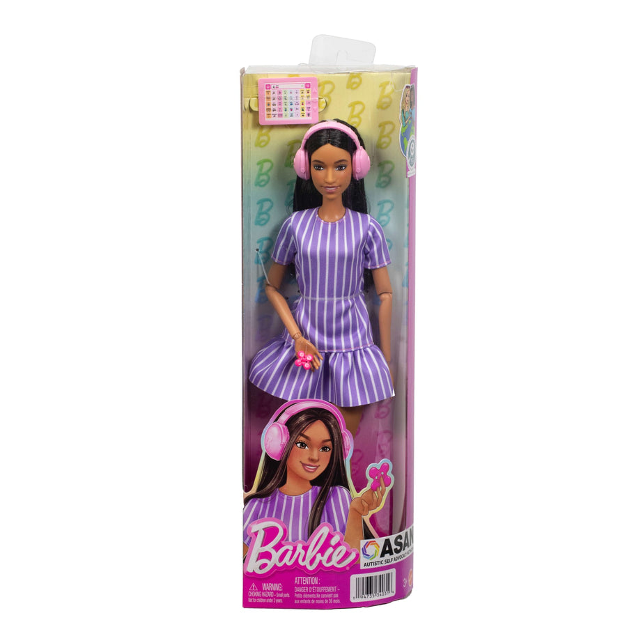 Barbie Fashionistas Doll #245 in Purple Striped Dress, Autistic Barbie — image 6
