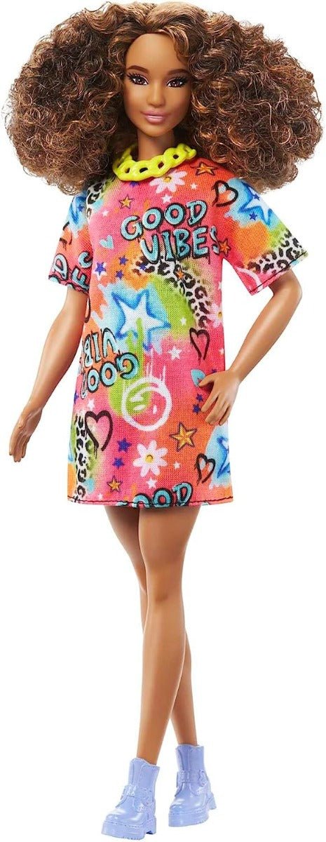 Barbie Fashionistas Doll - Good Vibes T-Shirt Dress HPF77 - Colorland Toys