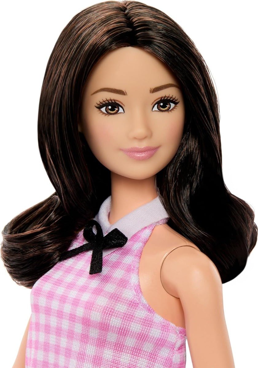 Barbie Fashionistas Doll With Black Hair And Pink Gingham Dress & Accessories - Colorland Toys