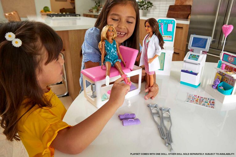 Barbie Fast Cast Clinic Playset with Brunette Barbie Doctor Doll GTN61 - Colorland Toys