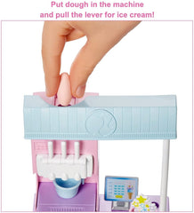 Barbie Ice Cream Shop Playset with Blonde Doll 12inch HCN46 - Colorland Toys