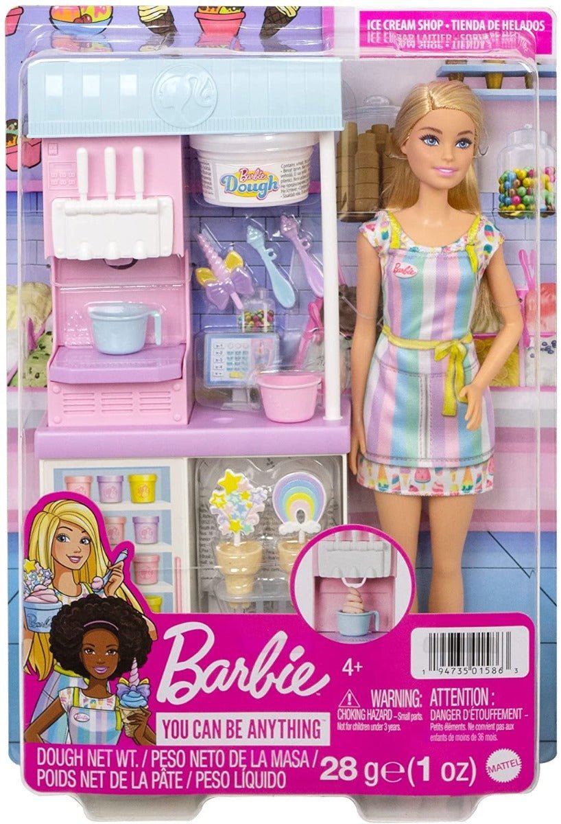 Barbie Ice Cream Shop Playset with Blonde Doll 12inch HCN46 - Colorland Toys