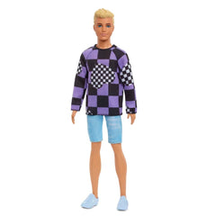 Barbie Ken Fashionista Doll Checkered Purple and Black HBV25 - Colorland Toys