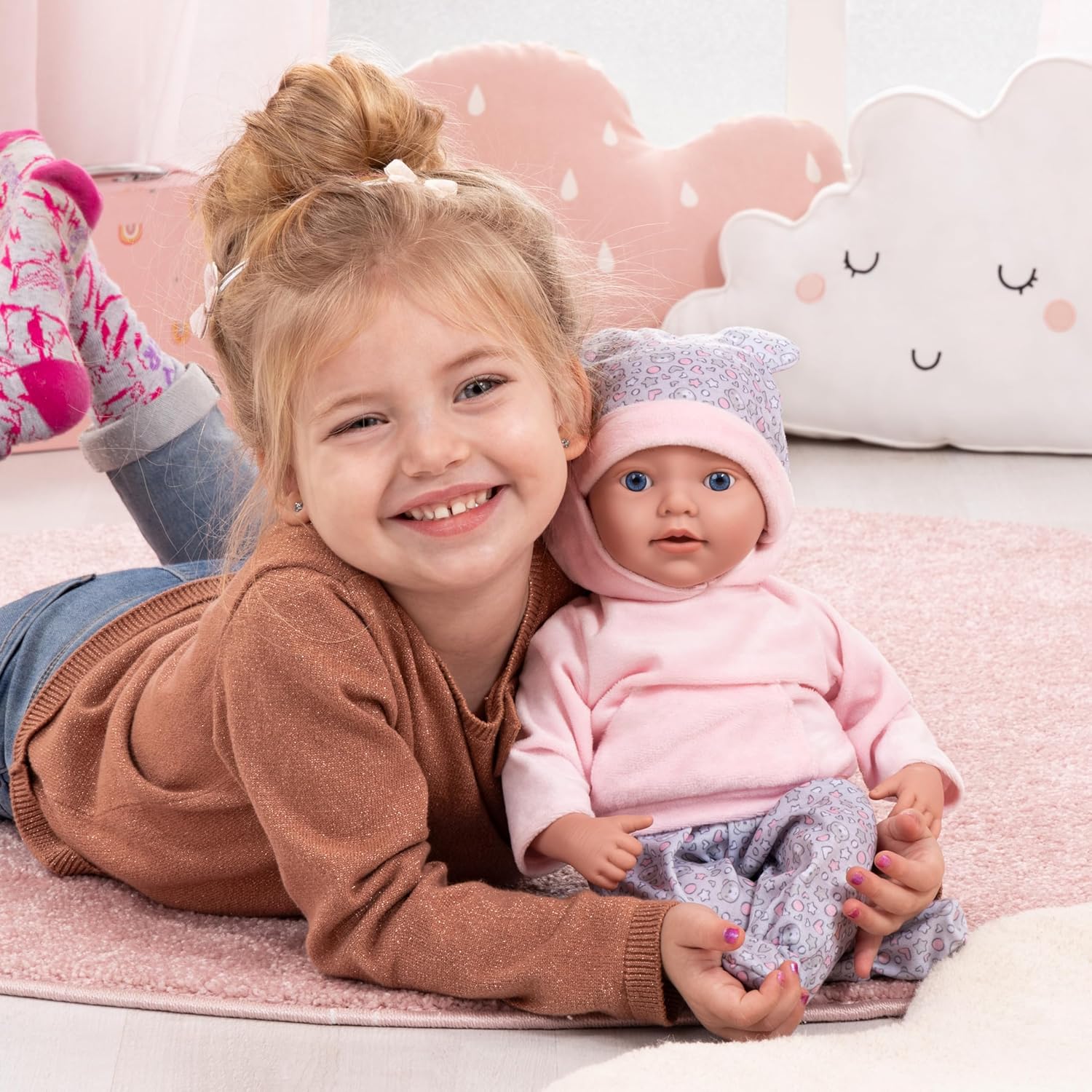 Bayer Design 93827AD Lifelike Reborn Baby Doll 38cm with Dummy, Bottle & Blanket - Colorland Toys