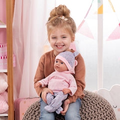 Bayer Design 93827AD Lifelike Reborn Baby Doll 38cm with Dummy, Bottle & Blanket - Colorland Toys
