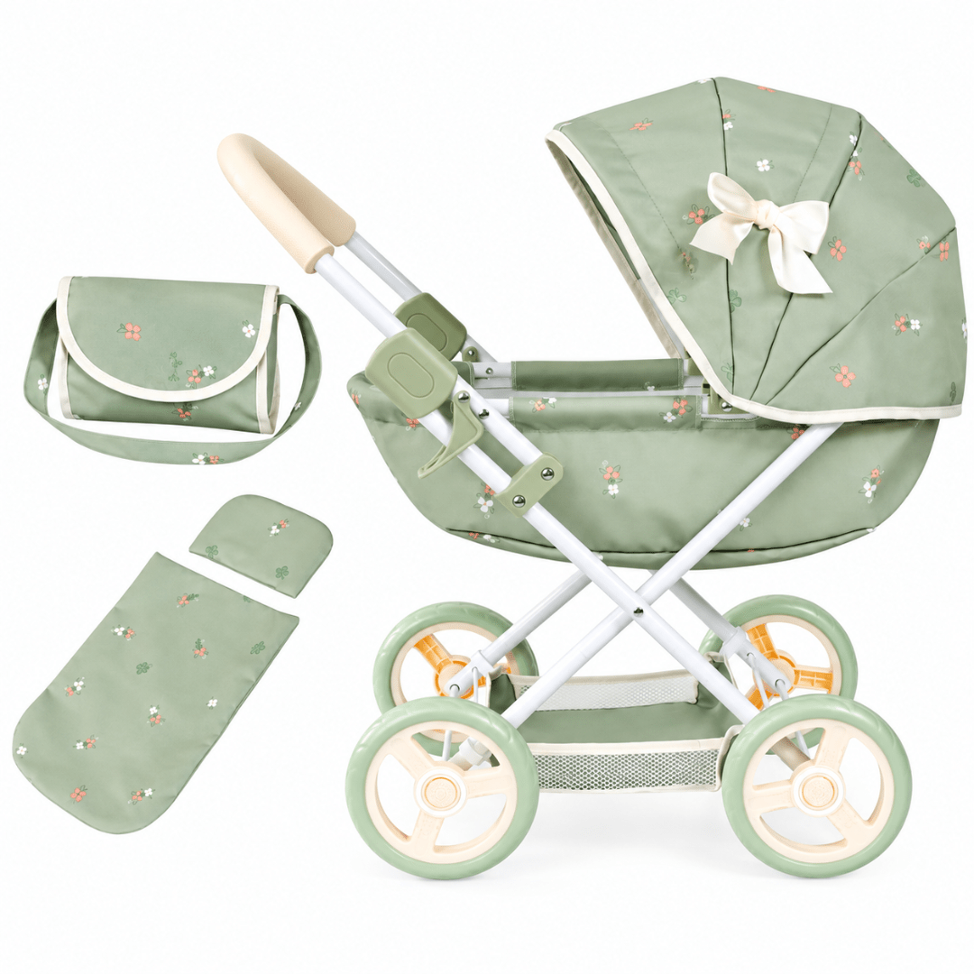 Bayer Design Dolls Pram Cosy - Green and Flowers — image 1