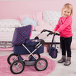 Bayer Design Dolls Pram Trendy - Blue with Pink Hearts, Unicorn