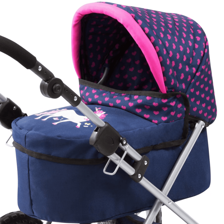 Bayer Design Dolls Pram Trendy - Blue with Pink Hearts, Unicorn — image 7