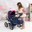 Bayer Design Dolls Pram Trendy - Blue with Pink Hearts, Unicorn
