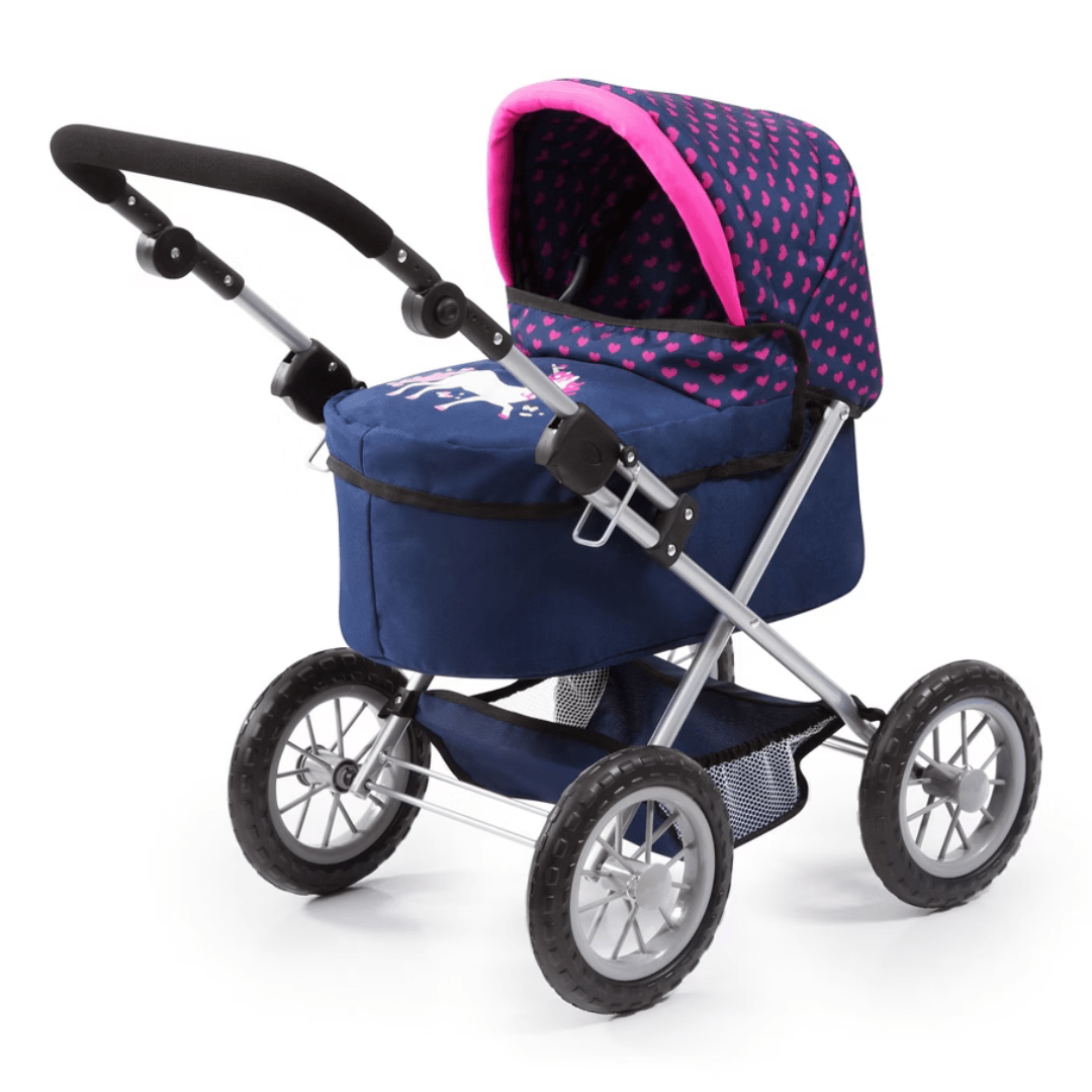 Bayer Design Dolls Pram Trendy - Blue with Pink Hearts, Unicorn — image 6