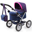 Bayer Design Dolls Pram Trendy - Blue with Pink Hearts, Unicorn