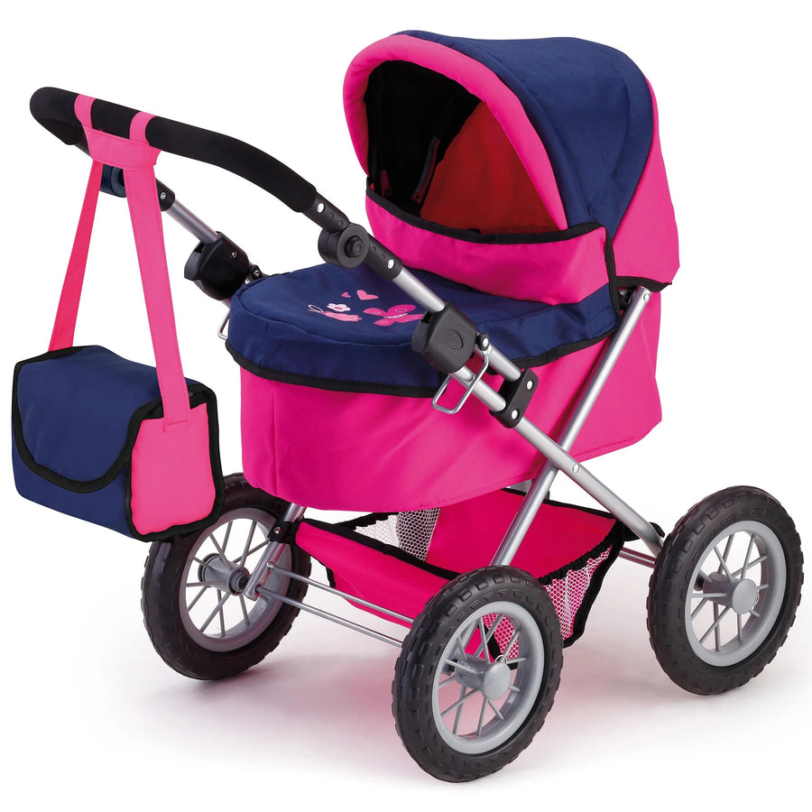 Bayer Design Dolls Pram Trendy - Hot Pink and Navy Blue, Butterfly