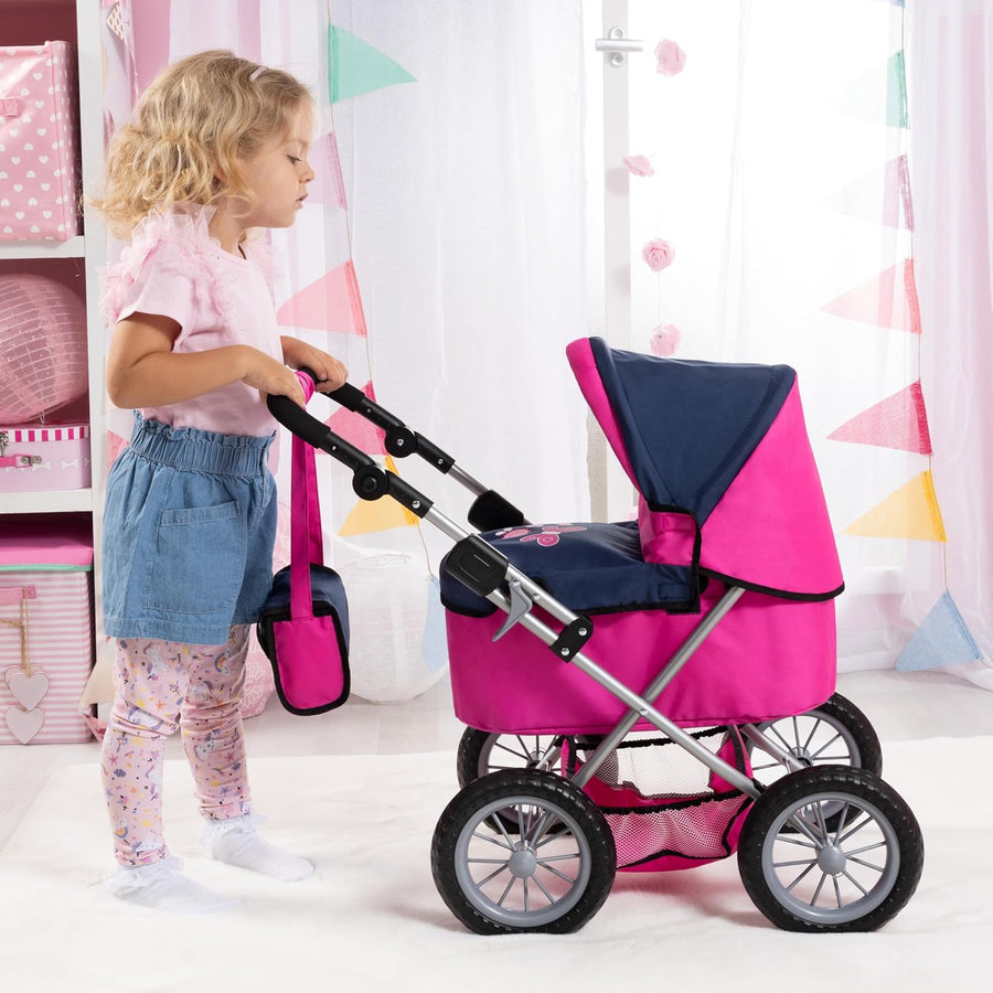 Bayer Design Dolls Pram Trendy - Hot Pink and Navy Blue, Butterfly — image 9