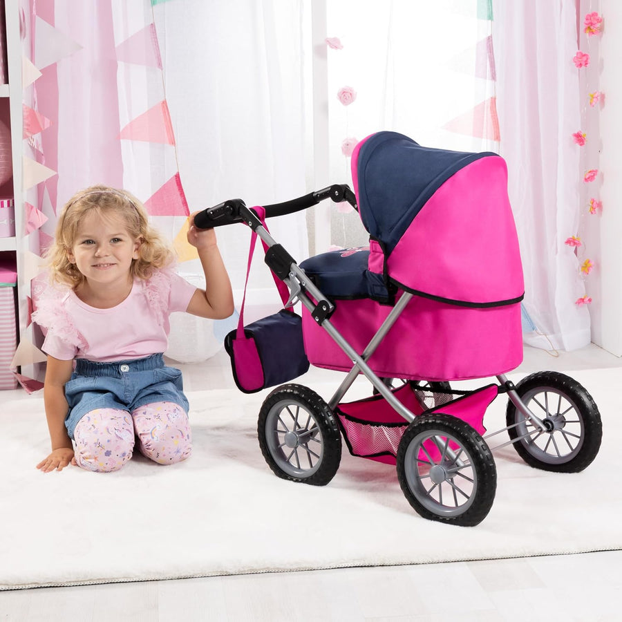 Bayer Design Dolls Pram Trendy - Hot Pink and Navy Blue, Butterfly — image 10