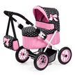 Bayer Design Dolls Pram Trendy - Pink Hearts with Black Hood & Pink Bow