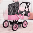 Bayer Design Dolls Pram Trendy - Pink Hearts with Black Hood & Pink Bow